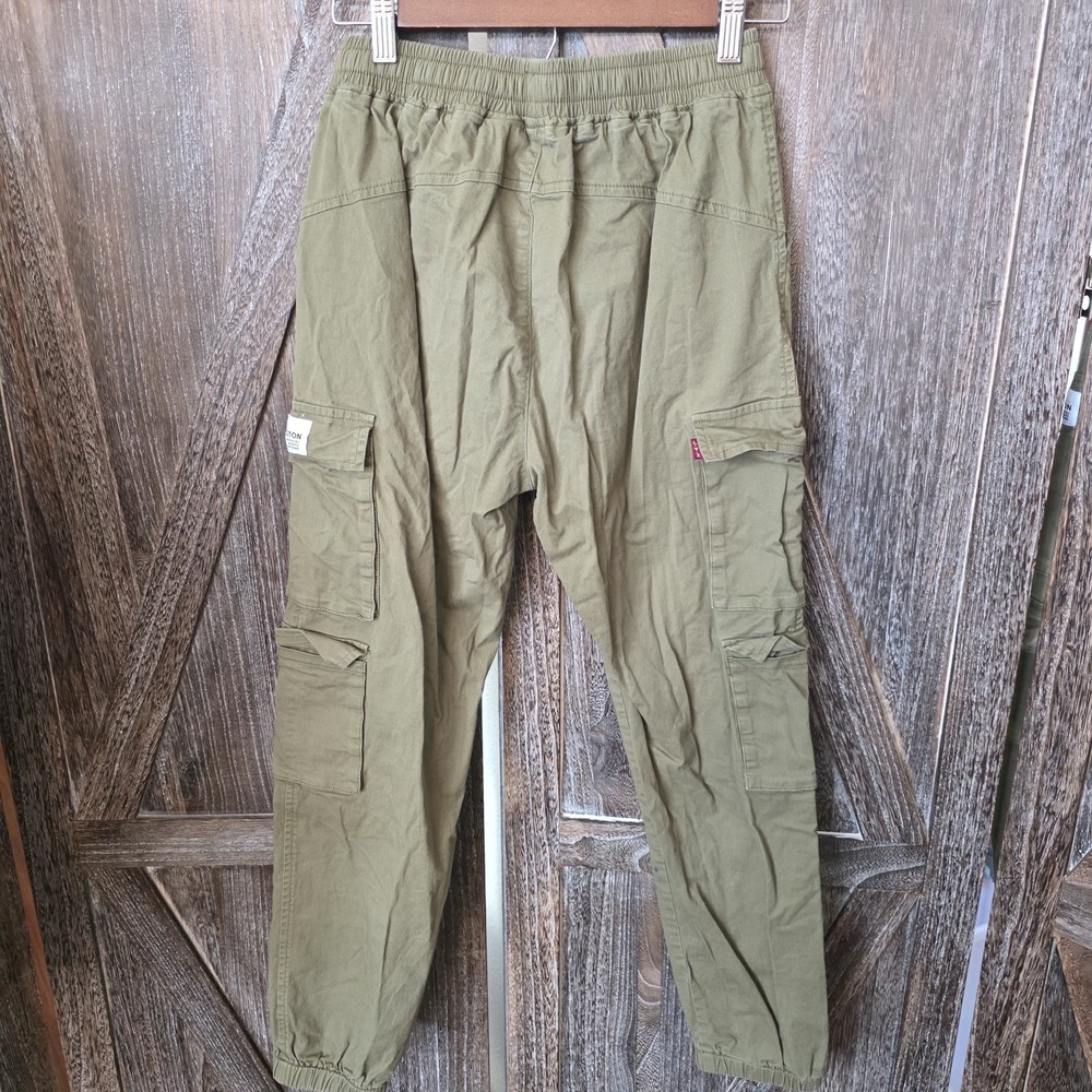 Heron Preston Pants Kid's Size 170 Army Green Cargo Jogger Pockets Drawstring - Picture 7 of 8